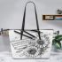Music note and Piano and Sunflower and Betta Fish 3 Leather Tote Bag