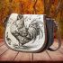 music note and rooster chicken play guitar Saddle Bag