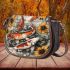 Music notes and Piano and Sunflowers and carp color Saddle Bag