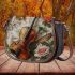 Music notes and violin and rose and carp color 4 Saddle Bag