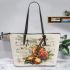 Music notes and violin and rose with dragonfly colorfull 3 Leather Tote Bag