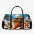 Orange grinchy with black sunglass and dancing cats on the beach 3d travel bag