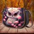 Owl and pink mushrooms saddle bag