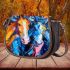 Painting of three horses in profile saddle bag