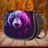 Panda in the style of colorful cartoon realism saddle bag