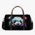 Panda portrait white fur with black and rainbow accents 3d travel bag
