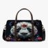 Panda with black and white fur and colorful floral 3d travel bag