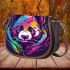 Panda with colorful smoke saddle bag