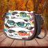 Pandas wearing colorful glasses saddle bag