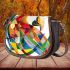Parrot in the style of abstract cubism saddle bag