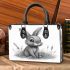 Pencil drawing of an adorable rabbit small handbag