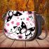 Pink and black butterfly pattern with flowers and stars saddle bag