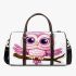 Pink owl on a pure white background with cute big eyes 3d travel bag