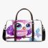 Pink owl on a pure white background with cute big eyes 3d travel bag