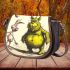 Pinky pigs and yellow grinchy smile toothless like rabbit saddle bag