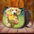 Playful pup with flowers Saddle Bags for Women: Perfect Gift for Girlfriend, Wife, Daughter