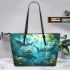 Playful Sharks Frolicking in Their Underwater Playground Leather Tote Bag