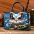 Playful Striped Owl in Sky Small Handbag