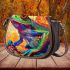 Psychedelic cute frog colorful vibrant trippy oil painting saddle bag