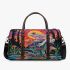 Psychedelic frog in the style of colorful cartoon 3d travel bag