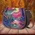 Psychedelic frog in the style of colorful cartoon saddle bag