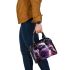 Purple grinchy with black sunglass and dancing santaclaus shoulder handbag
