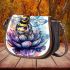 Queen bee with a crown sitting on a flower 3d saddle bag