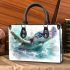 Realistic happy baby sea turtle swimming in the ocean small handbag