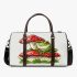 Red and white mushroom with green frog sitting on it 3d travel bag