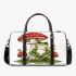 Red and white mushroom with green frog sitting on it 3d travel bag