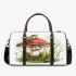 Red and white mushroom with green frog sitting on it 3d travel bag
