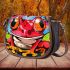 Red frog with big eyes colorful cartoon style graffiti saddle bag