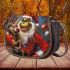 red grinchy smile and dancing santaclaus Saddle Bag Saddle Bag