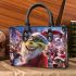 Red grinchy smile and dancing santaclaus small handbag