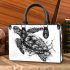 Sea turtle in black and white small handbag