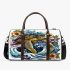 Sea turtle tattoo design with flowers and waves 3d travel bag