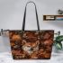 Shiba Inus Amongst the Leaves 3 Leather Tote Bag