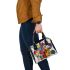 Simple and colorful painting of the musical instrument guitar shoulder handbag