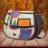 Simple drawing of an abstract composition with geometric shapes saddle bag