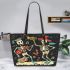 skeleton king dancing with chicken guitar trumpet Leather Tote Bag