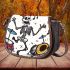 skeleton king dancing with guitar and drum Saddle Bag