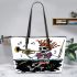 skeleton king fishing with trumpet Leather Tote Bag