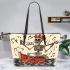 skeleton king is fishing with guitar and trumpet Leather Tote Bag