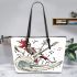 skeleton king is surfing with guitar and trumpet Leather Tote Bag