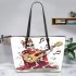 skeleton king play guitar and music notes Leather Tote Bag