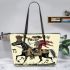 skeleton king riding horse with guitar trumpet Leather Tote Bag