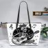 skeleton king with guitar and music notes Leather Tote Bag