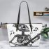 skeleton king with guitar and music notes Leather Tote Bag