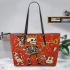 skeleton king with guitar and trumpet and dogs Leather Tote Bag