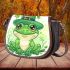 St patrick's day cute cartoon frog wearing leprechaun hat saddle bag